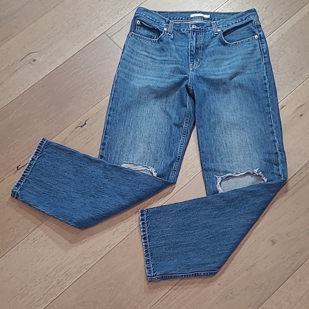 Levi's Jeans Women's sz 29 Low Pro Straight Distressed Mid-High Rise Denim Jeans